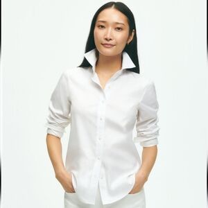 Brooks Bros Classic-Fit Non-Iron Stretch Supima Cotton Dress Shirt White Size 14